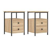 Vidaxl Tables De Chevet 2pcs Chêne Sonoma 34x35,5x50cm Bois Ingénierie Multicolore