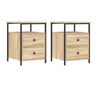 Vidaxl Tables De Chevet 2pcs Chêne Sonoma 44x45x60cm Bois D'ingénierie Marron