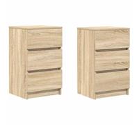 vidaXL Tables de Chevet avec 3 tiroirs 2 pcs chêne Sonoma 39x35x65 cm, Table d'appoint, Armoire de lit, Table d'appoint pour la Chambre, Table de Nuit