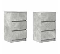 vidaXL Tables de Chevet avec 3 tiroirs 2 pcs Gris béton 39x35x65 cm, Table d'appoint, Armoire de lit, Table d'appoint pour la Chambre, Table de Nuit
