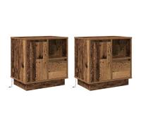 vidaXL Tables de Chevet avec LED 2 pcs Vieille Bois 50x34,5x50 cm
