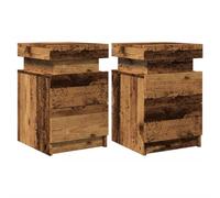 Vidaxl Tables De Chevet Avec Led 2 Pcs Vieux Bois Bois D'ingénierie Marron
