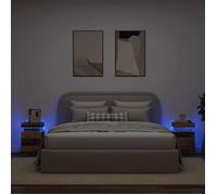 vidaXL Tables de chevet avec LED 2 pcs vieux bois bois d'ingénierie, meuble de chevet, table d'appoint, armoire de lit, 857655