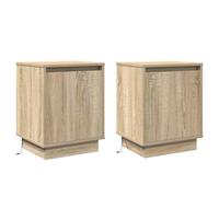 Tables De Chevet Vidaxl Ensemble De 2 Chêne De Sonoma Bois D'ingénierie