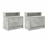 vidaXL Tables de Chevet avec tiroir 2 pcs Gris béton 51x31x47 cm, Table d'appoint, Armoire de lit, Table d'appoint pour la Chambre, Table de Nuit