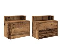 vidaXL Tables de Chevet avec tiroir 2 pcs Vieux Bois 51x31x47 cm, Table d'appoint, Armoire de lit, Table d'appoint pour la Chambre, Table de Nuit