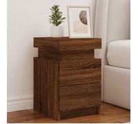 vidaXL Tables de Chevet et Lumières LED 2 pcs, Armoires de Lit avec Rangement, Tables de Nuit Chambre, Moderne, Chêne Marron 836762