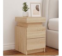 vidaXL Tables de chevet lot de 2 avec lumières LED, rangement, bois d'ingénierie Chêne Sonoma