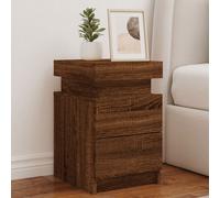 Vidaxl Tables De Chevet Et Lumières Led 2 Pcs Chêne Marron 35x39x55 Cm Multicolore