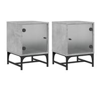 vidaXL Tables de chevet 2 pcs avec portes vitrées gris béton 35x37x50 cm