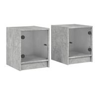 Vidaxl Tables De Chevet Et Portes Vitrées 2 Pcs Gris Béton 35x37x42 Cm Multicolore