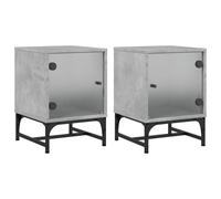 Vidaxl Tables De Chevet Et Portes Vitrées 2 Pcs Gris Béton 35x37x50 Cm Multicolore