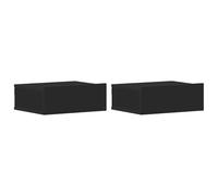 vidaXL Tables de Chevet Flottantes 2 pcs, Armoire de Lit Murale, Table de Nuit, Meuble de Chambre à Coucher Maison Intérieur, Noir