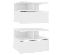 vidaXL Tables de Chevet Flottantes 2 pcs, Armoire de Lit Murale, Table de Nuit, Meuble de Chambre à Coucher Maison Intérieur, Moderne, Blanc Bois d’Ingénierie