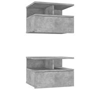 vidaXL Tables de Chevet Flottantes 2 pcs, Armoire de Lit Murale, Table de Nuit, Meuble de Chambre à Coucher Maison Intérieur, Moderne, Gris Béton Bois d’Ingénierie