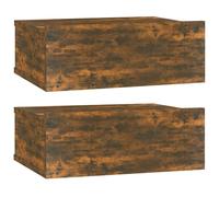 vidaXL 2X Tables de Chevet Flottantes Murales Tables de Nuit Armoires de Chevet Armoires de Lit Meubles de Chambre Intérieur Chêne Fumé 40x30x15 cm
