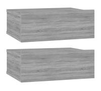 Vidaxl Tables De Chevet Flottantes 2 Pcs Sonoma Gris 40x30x15 Cm Gris
