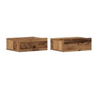 vidaXL Tables de Chevet flottantes 2 pcs Vieux Bois Bois d'ingénierie, Table de Nuit, Armoire de lit, Table d'extrémité, Table de lit