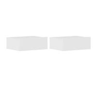vidaXL Tables de Chevet Flottantes 2pcs, Armoire de Lit Murale, Table de Nuit, Meuble de Chambre à Coucher Maison Intérieur, Blanc Brillant Bois d’Ingénierie