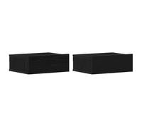 vidaXL Tables de Chevet flottantes Lot de 2 chêne Noir 40 x 32 x 15 cm Bois d'ingénierie