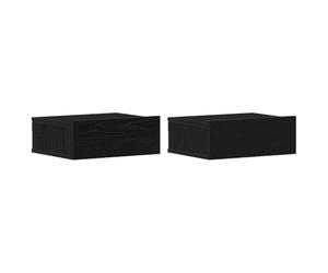 vidaXL Tables de Chevet flottantes Lot de 2 chêne Noir 40 x 32 x 15 cm Bois d'ingénierie