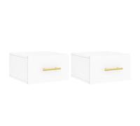 vidaXL Tables de chevet murales x2 – Armoires de nuit suspendues avec rangement – blanc 35x35x20 cm
