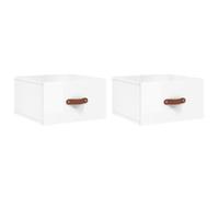Vidaxl Tables De Chevet Murales 2 Pcs Blanc Brillant 35x35x20 Cm Blanc