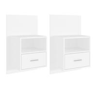 vidaXL Tables de chevet murales 2 pcs Blanc Bois d'ingénierie