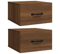 Vidaxl Tables De Chevet Murales 2 Pcs Chêne Marron 35x35x20 Cm Marron