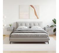 vidaXL Tables de Chevet Murales 2 pcs, Armoires de Nuit Suspendues avec Rangement, Tables de Nuit Flottantes Chambre, Moderne, Gris Béton Bois d'Ingénierie