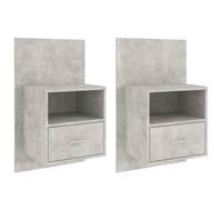 Vidaxl Tables De Chevet Murales 2 Pcs Gris Béton Bois D'ingénierie Marron