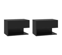 Vidaxl Tables De Chevet Murales 2 Pcs Noir Bois D'ingénierie Marron