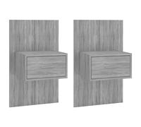 Vidaxl Tables De Chevet Murales 2 Pcs Sonoma Gris Bois D'ingénierie Marron