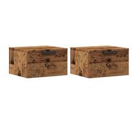 vidaXL Tables de Chevet murales 2 pcs Vieux Bois 34x30x20 cm, Armoire de Chevet Flottante, Armoire de Chevet Suspendue, unité de Chevet Murale