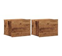 Vidaxl Tables De Chevet Murales 2 Pcs Vieux Bois 40x32x30 Cm Marron