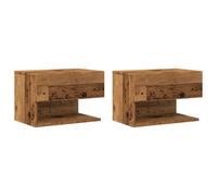 Tables de chevet murales 2 pcs vieux bois