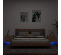 vidaXL Tables de Chevet Murales avec Lumières LED 2 pcs, Armoires de Nuit, Tables de Nuit Chambre, Moderne, Chêne Sonoma 836817