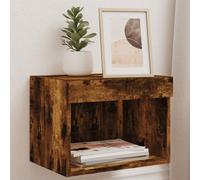 Vidaxl Tables De Chevet Murales Avec Lumières Led 2 Pcs Chêne Fumé