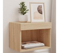 Vidaxl Tables De Chevet Murales Avec Lumières Led 2 Pcs Chêne Sonoma