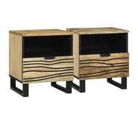 vidaXL Cabinet de Chevet avec tiroir 2 pcs Marron 40 x 33 x 46 cm, Table de Nuit en Bois, rectangulaire, Rangement Durable pour la Chambre, Meuble en Bois de Mangue