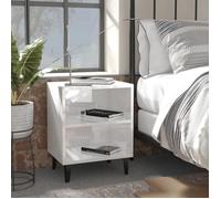 Tables de Chevet Pieds en Métal Armoire de Lit 2 pcs Blanc Brillant vidaXL