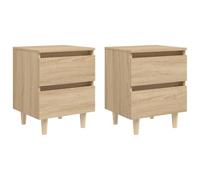 vidaXL Tables de Chevet Pieds en Pin 2 pcs, Armoire de Chevet, Armoire de Lit, Meuble de Chambre à Coucher Maison Intérieur, Scandinave, Chêne Sonoma