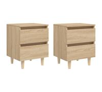 Vidaxl Tables De Chevet Pieds En Pin 2 Pcs Chêne Sonoma 40x35x50 Cm