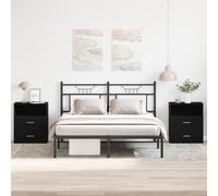 Vidaxl Tables De Nuit 2 Pcs Chêne Noir 50x32x60cm En Bois D'ingénierie Noir