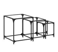 vidaXL Tables d'ensemble 3 pcs. avec plateau en verre Transparent Acier