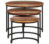 vidaXL Tables d'ensemble 3 pcs. Vieux bois massif