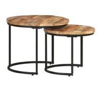 vidaXL Tables gigognes 2 pcs en bois de manguier brut Marron