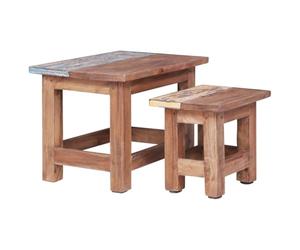 vidaXL Tables Gigognes 2 pcs, Bouts de Canapé, Tables d'Appoint Gigognes, Meubles de Salon Salle de Séjour Maison Intérieur, Bois d'Acajou Massif