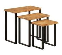vidaXL Tables Gigognes 3 pcs avec Bord Vivant, Bout de Canapé avec Pied, Table d'Appoint, Meuble de Salon Salle de Séjour, 372760 Marron G