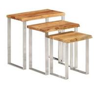 vidaXL Tables gigognes 3 pcs – bord vivant, bois massif d'acacia – Marron